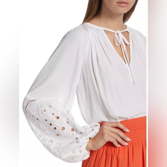 Ramy Brook Aleya Eyelet-Sleeve Peasant Top size XL - Picture 5 of 14